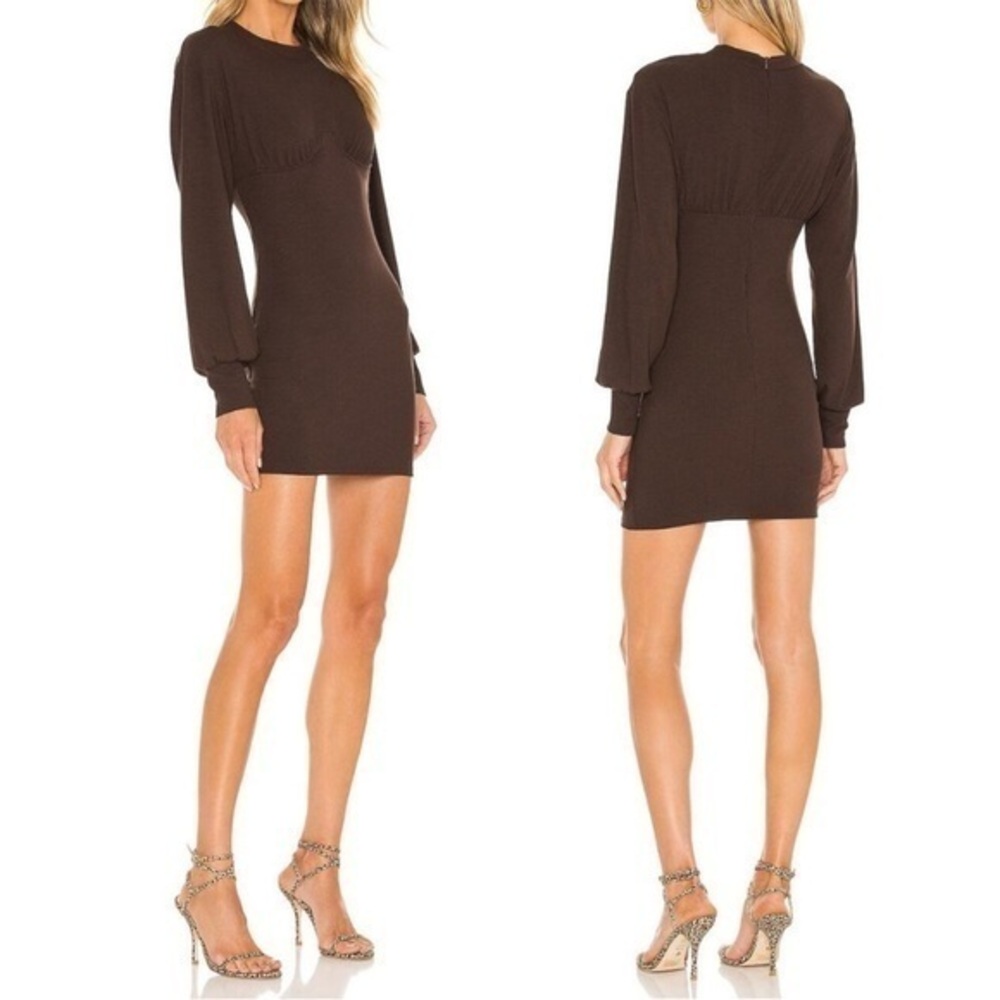 Superdown X Revolve Tina Ribbed Underwire Chocolate Brown Dress Size Small NWT